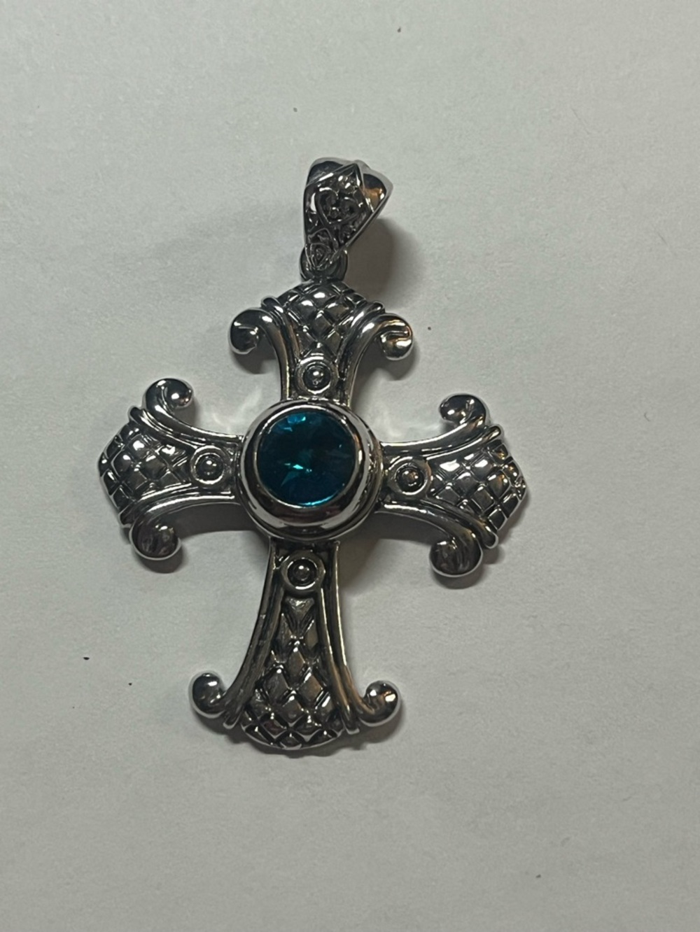 Blue Cross pendant with interchangeable mini snap